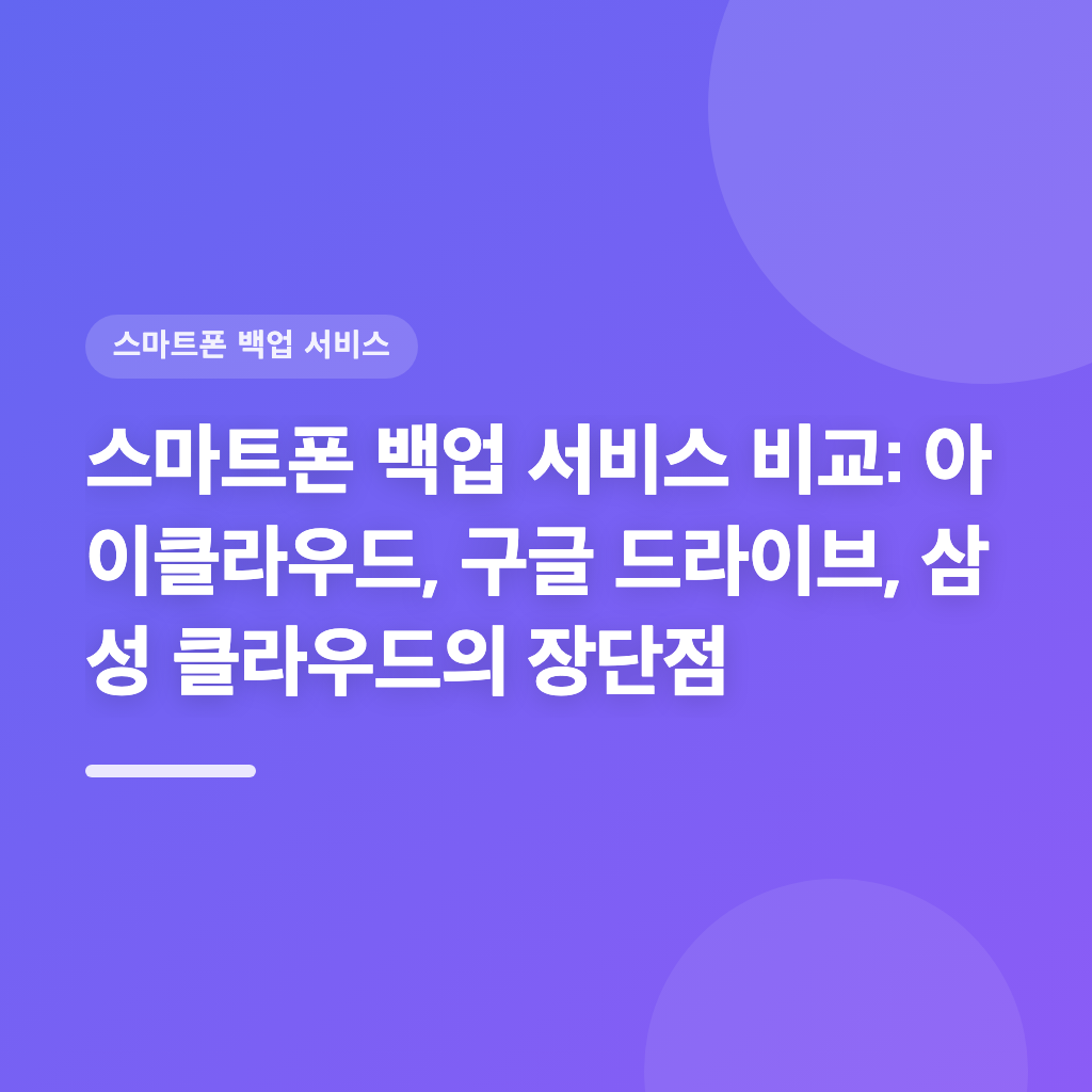 스마트폰 백업 서비스 비교: 아이클라우드, 구글 드라이브, 삼성 클라우드의 장단점